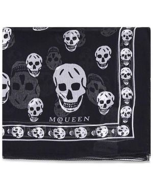 McQueen Silk Skull Scarf - Black