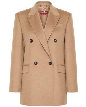 Max Mara Brown Virgin Wool Blazer - Natural