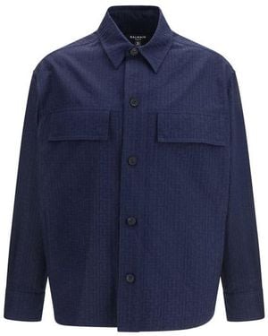 Balmain Blue Cotton Shell Jacket