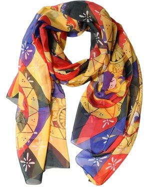 Dolce & Gabbana Multicolour Silk Printed Shawl Stole Scarf - Orange