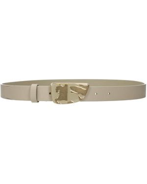 Burberry Green Leather Regular Belt - Natural