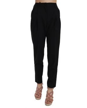 Dolce & Gabbana Dolce Gabbana Button Pleated Tapered Trouser Trousers - Black