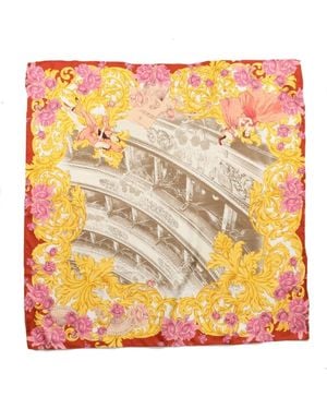 Dolce & Gabbana Multicolour Silk Printed Square Foulard Scarf - Orange