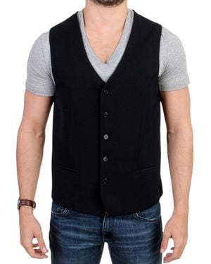 CoSTUME NATIONAL Black Wool Blend Casual Vest