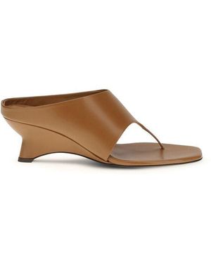 KHAITE Brown Calf Leather Bos Taurus Platform Sandals