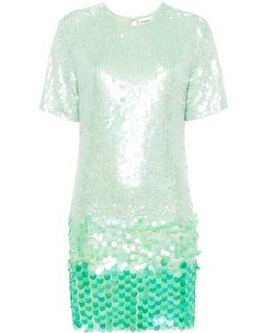 P.A.R.O.S.H. P.A.R.O..H. Sequin-Embellished Short-Sleeved Dress - Green