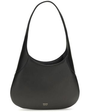 KHAITE Calf Leather Bos Taurus Shoulder Bag - Black