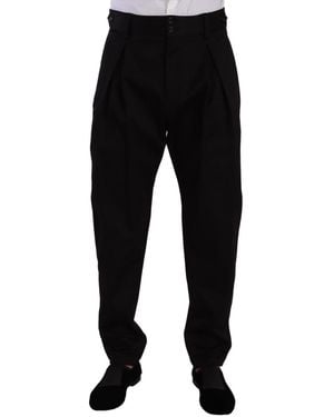 Dolce & Gabbana Elegant Slim-Fit Cotton Trousers - Black