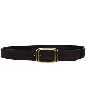 Tom Ford Brown Leather Regular Belt - Black