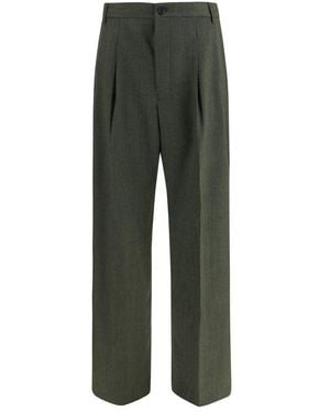 Laneus Bicolor Wool Oves Aries Casual Pants - Green