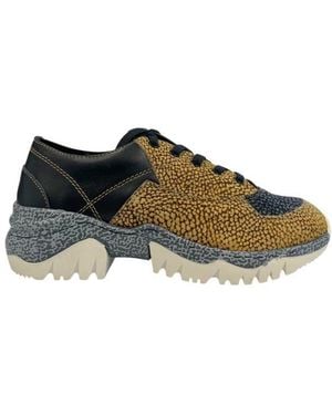 Borbonese Beige Leather Trainer - Green