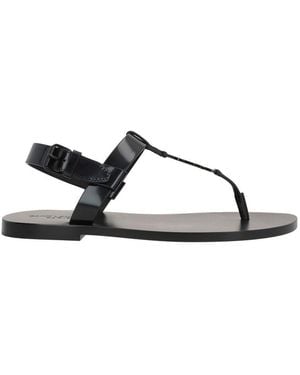 Saint Laurent Cassandre 05 Flat Sandals - Black
