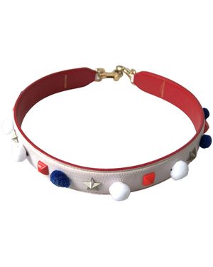 Dolce & Gabbana White Leather Studded Bag Shoulder Strap - Red