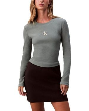 Calvin Klein Bicolor Cotton Long Sleeve T - Gray