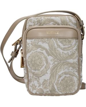 Versace Beige Fabric Crossbody Bag - Metallic