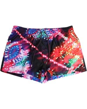Dolce & Gabbana Multicolour Neon Print Polyester Shorts Swimwear - Red