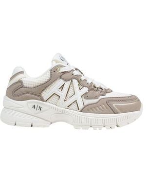 ARMANI EXCHANGE Brown Polyamide Athletic Sneakers - White