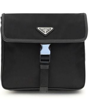 Prada Re-nylon And Saffiano Shoulder Bag - Black