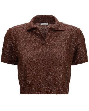 Brunello Cucinelli Bordeaux Linen Shortsleeve Shirt - Brown