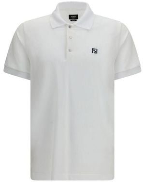 Fendi White Cotton Polo Shirt