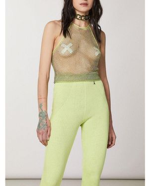 Patrizia Pepe Yellow Polyester Tank Tops - Green