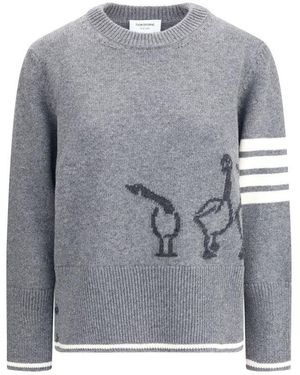Thom Browne Thom E Wool Geese Sweater - Gray