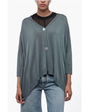ArchivioB Oversized Cardigan With 3/4 Sleeves - Blue