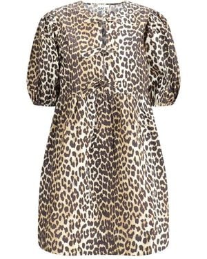 Ganni Leopard Mini Dress - Natural