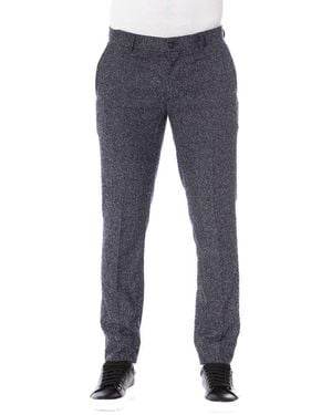 Trussardi Black Cotton Men Pant - Blue