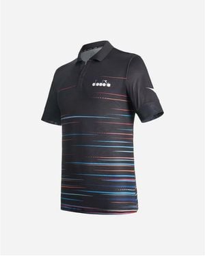 Diadora Black Polyester Polo Shirt - Blue