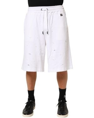 Dolce & Gabbana Distressed Drawstring Shorts - White