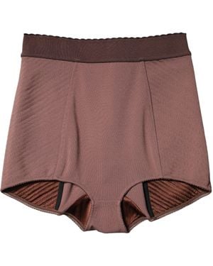 Dolce & Gabbana Brown Viscose High Waisted Hot Pants Shorts - Purple