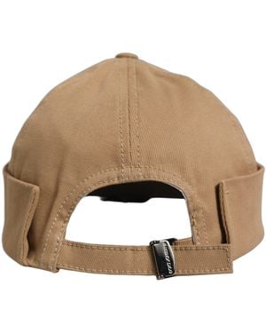 Dolce & Gabbana Men Khaki Cotton Docker Capello Brimless Hat - Natural