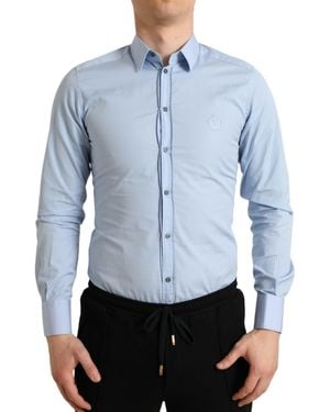 Dolce & Gabbana Elegant Slim Fit Sky Dress Shirt - Blue