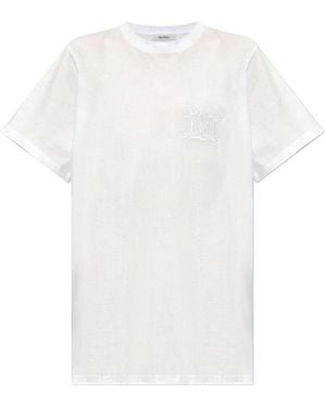 Max Mara Mango Logo Embroidered Cotton T - White