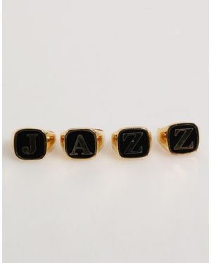 Dolce & Gabbana Tone Brass Jazz Letter Set 4 Pieces Adjustable Ring - Natural