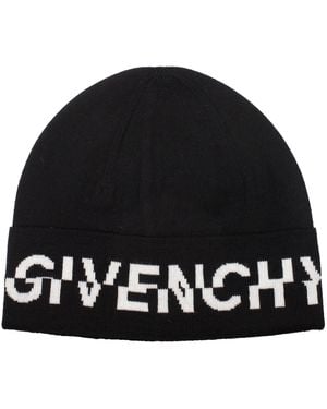 Givenchy Logo Beanie Wool Hat - Black