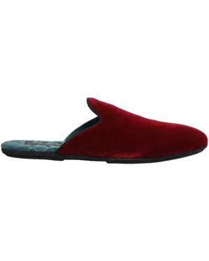 Dolce & Gabbana Red Suede Slides Flat Slipper Men Shoes