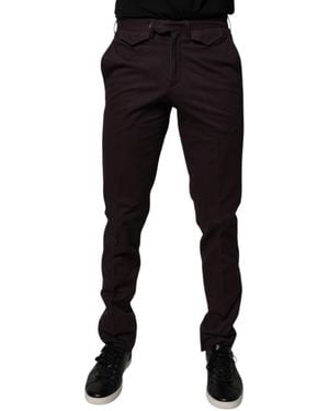 Bencivenga Brown Pure Cotton Slim Fit Men Dress Pants - Black