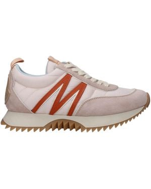 Moncler Quilted Nylon Suede Lace-up Trainers - Pink