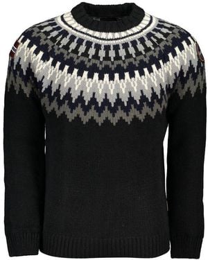 Napapijri Chic Crew Neck Jumper With Contrast Detailing - Black