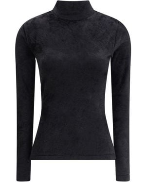 Versace Chenille Top With Half Nec - Black