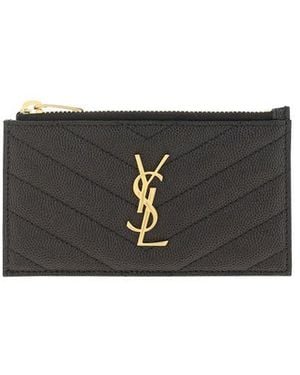 Saint Laurent 'Cassandre' Matelassã 'Fragments' Card Case - Black