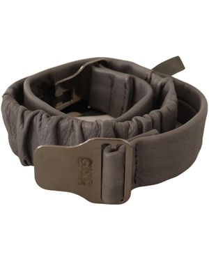 CoSTUME NATIONAL Leather Silver Buckle Waist Belt - Black