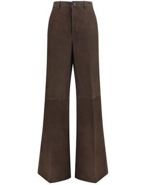 Rick Owens Brown Calf Leather Bos Taurus Casual Trousers