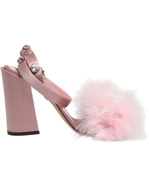 Dolce & Gabbana Pink Sequined Ankle Strap Sandals Shoes