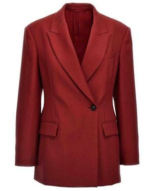 Brunello Cucinelli Multicolour Wool Coat - Red