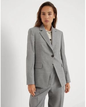 Brunello Cucinelli Bicolor Wool Blazer - Gray