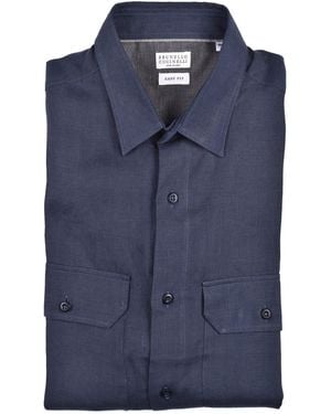 Brunello Cucinelli Blue Triacetate Shirt