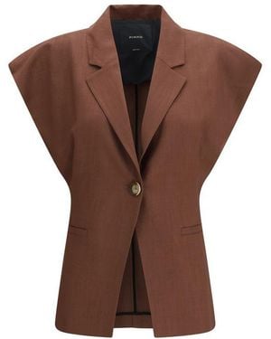 Pinko Brown Viscose Sleveless Jacket